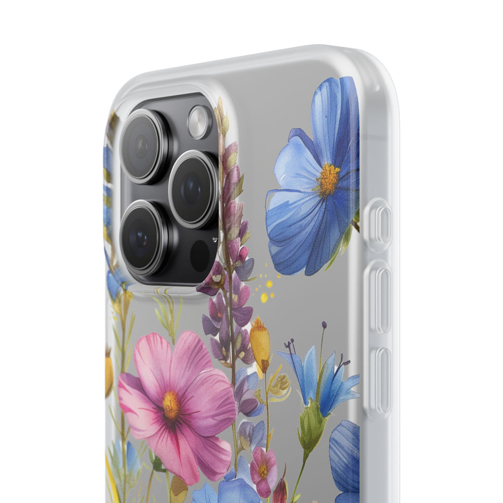 Floral Phone Case: Slim Matte TPU Cover, Wildflower Garden