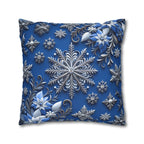 Winter Snowflake Square Pillowcase, Blue Decorative Pillow Cover, Christmas Holiday Home Decor