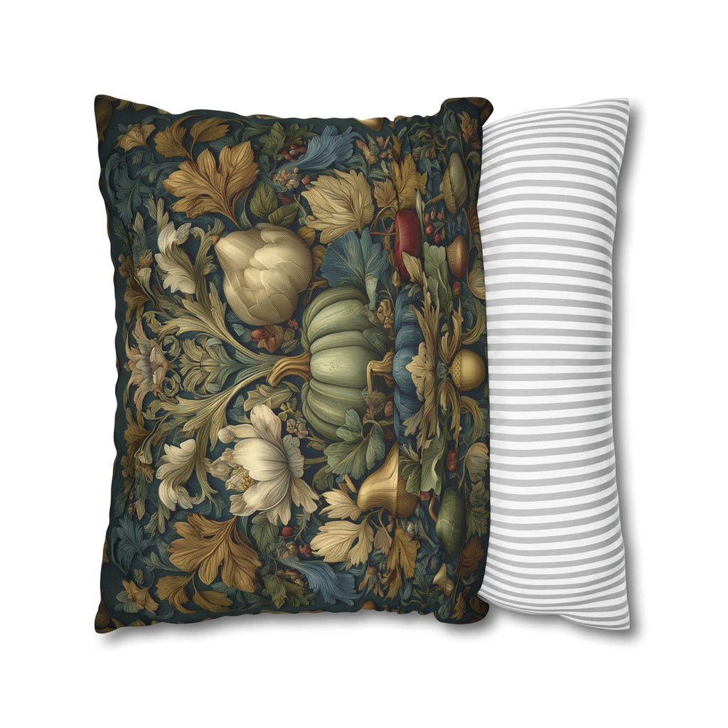 William Morris Inspired Tapestry Pillow Cover: Botanical Autumn Harvest for Cozy Fall Home Decor
