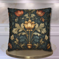 William Morris Inspired Fall Pillow Cover: Dark Teal Gold Rust Floral