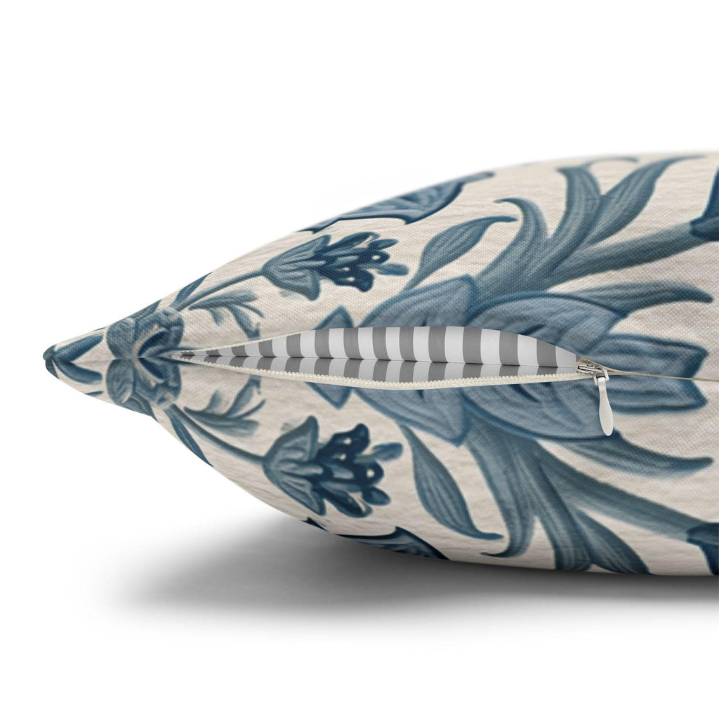 Blue Country Farmhouse Pillow Cover: William Morris Inspired Toile Floral Accent
