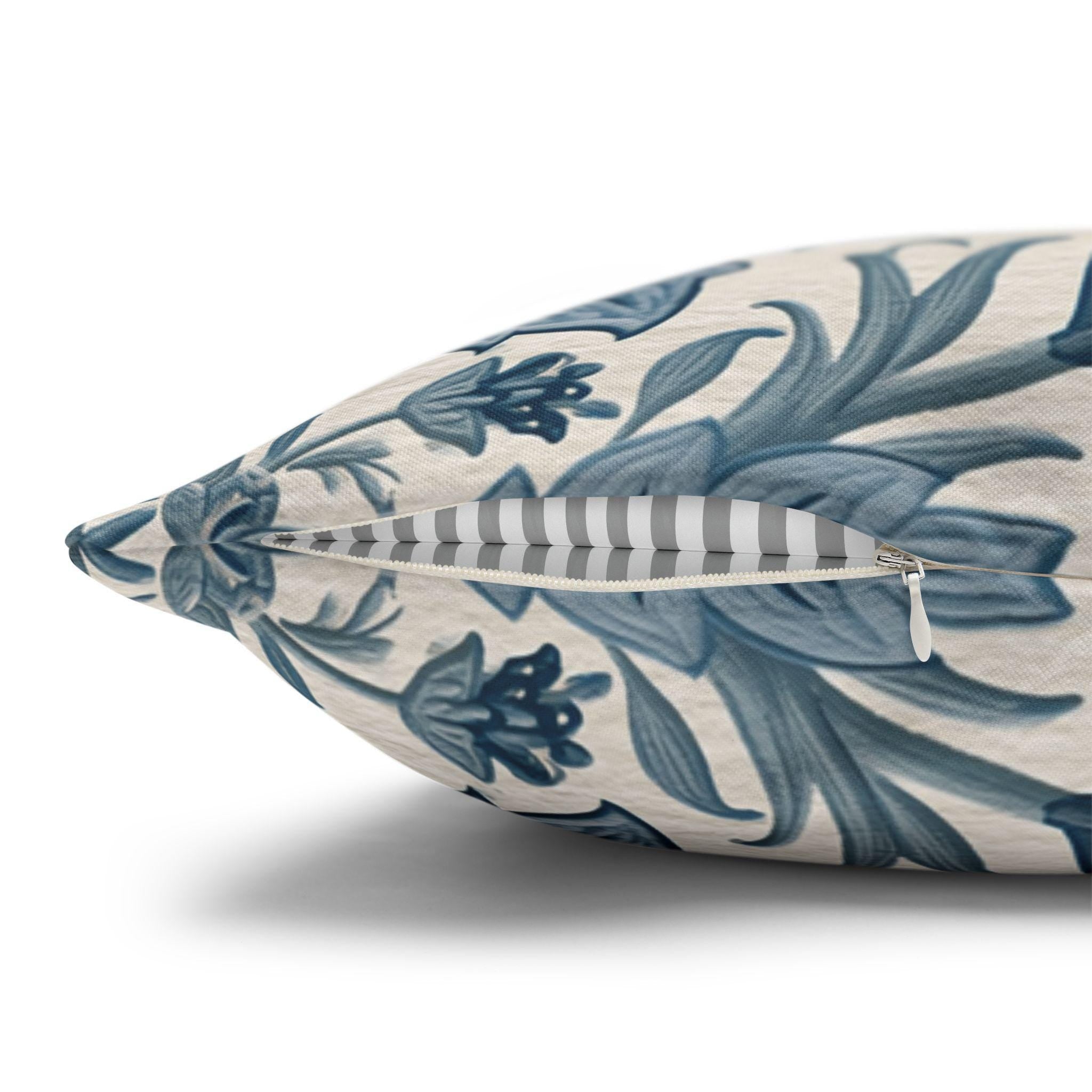 Blue Country Farmhouse Pillow Cover: William Morris Inspired Toile Floral Accent