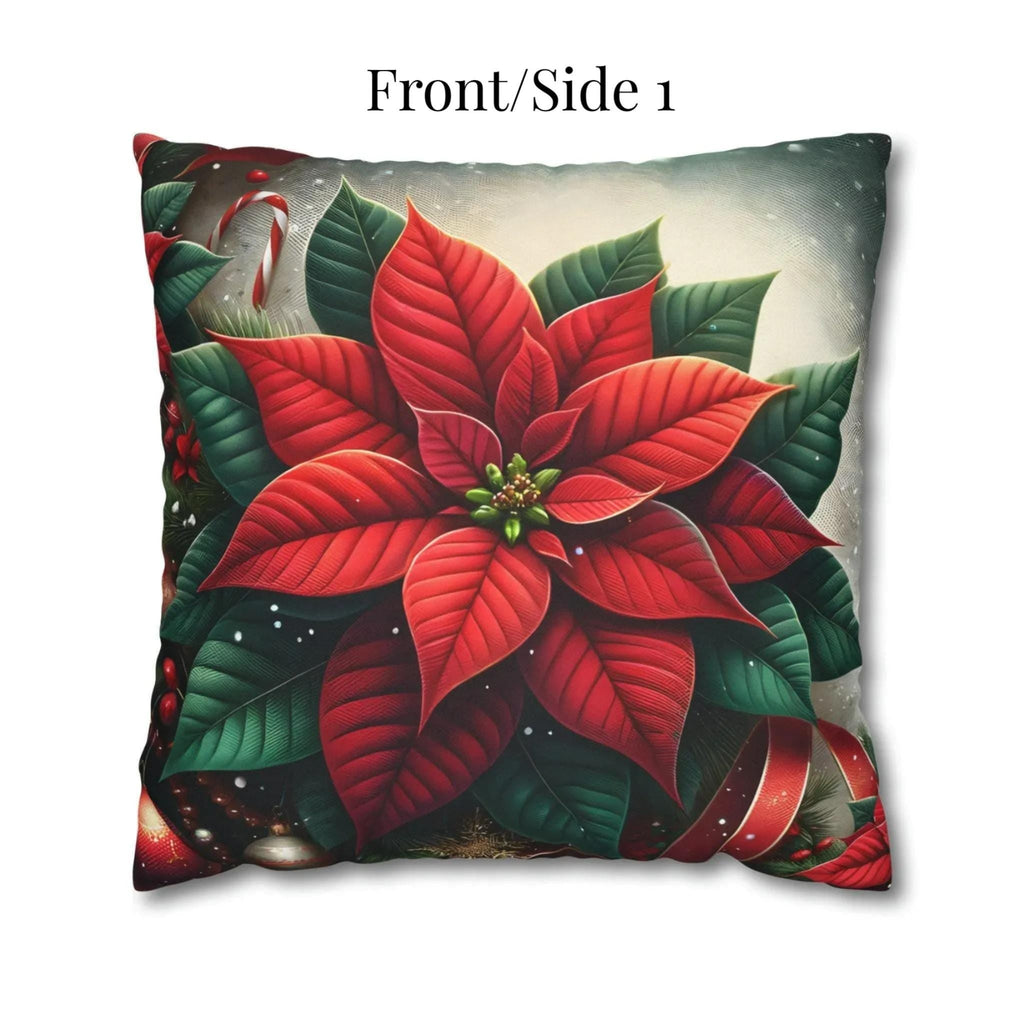 Festive Poinsettia Christmas Pillow Cover: Hypoallergenic Holiday Cushion Case in 4 Sizes
