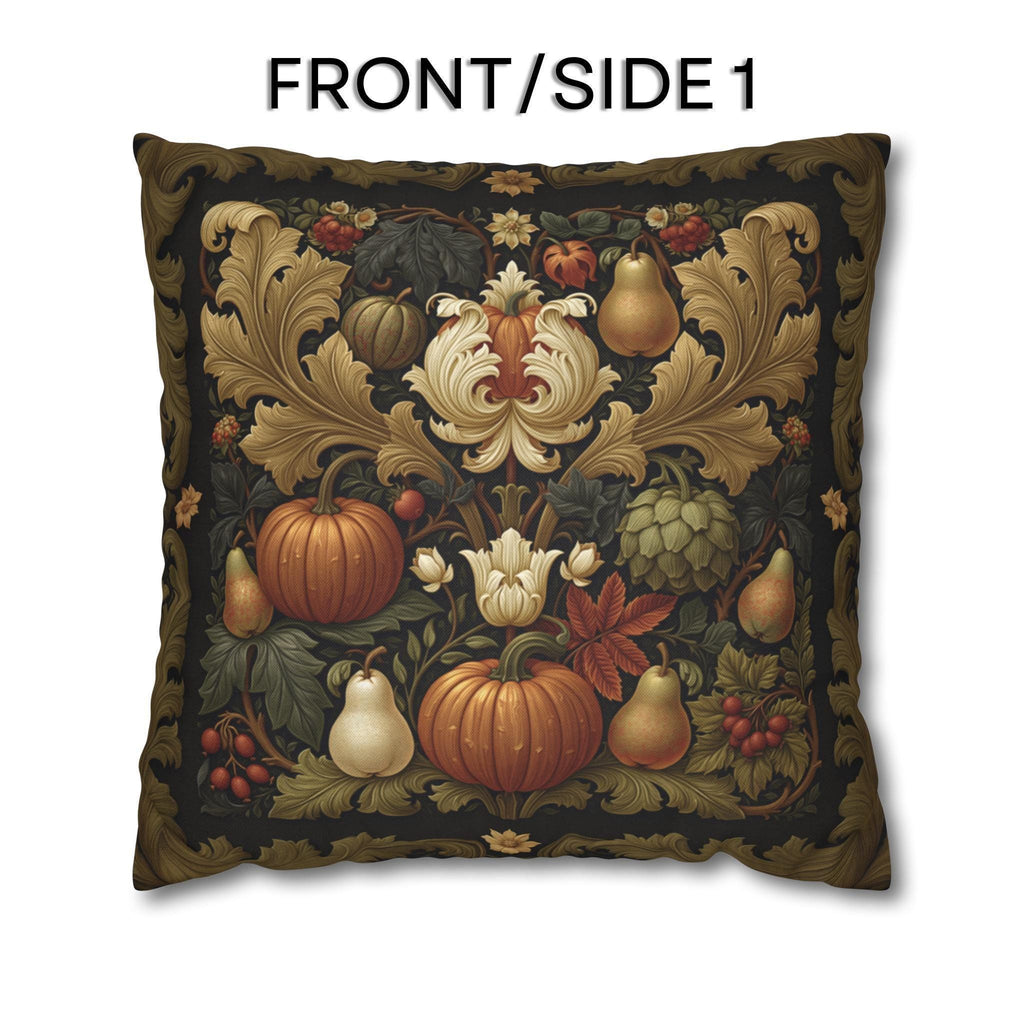 William Morris Inspired Fall Pillow Cover: Autumn Harvest Tapestry, Pumpkin, Pear & Gold