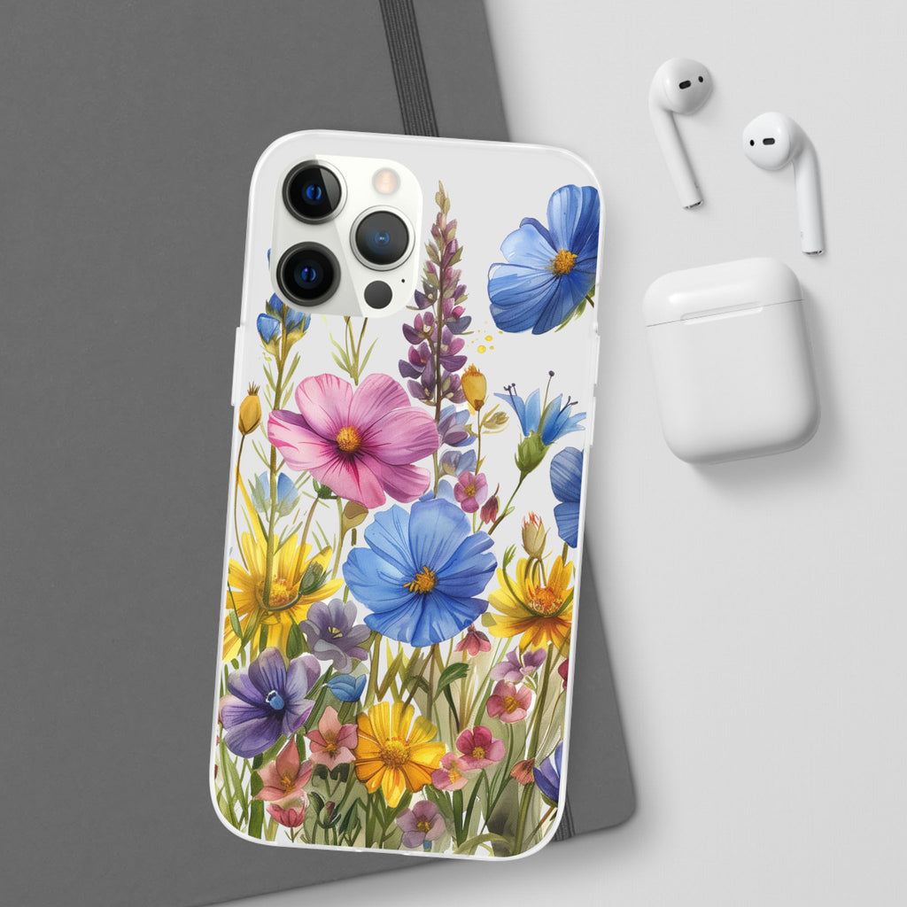 Floral Phone Case: Slim Matte TPU Cover, Wildflower Garden