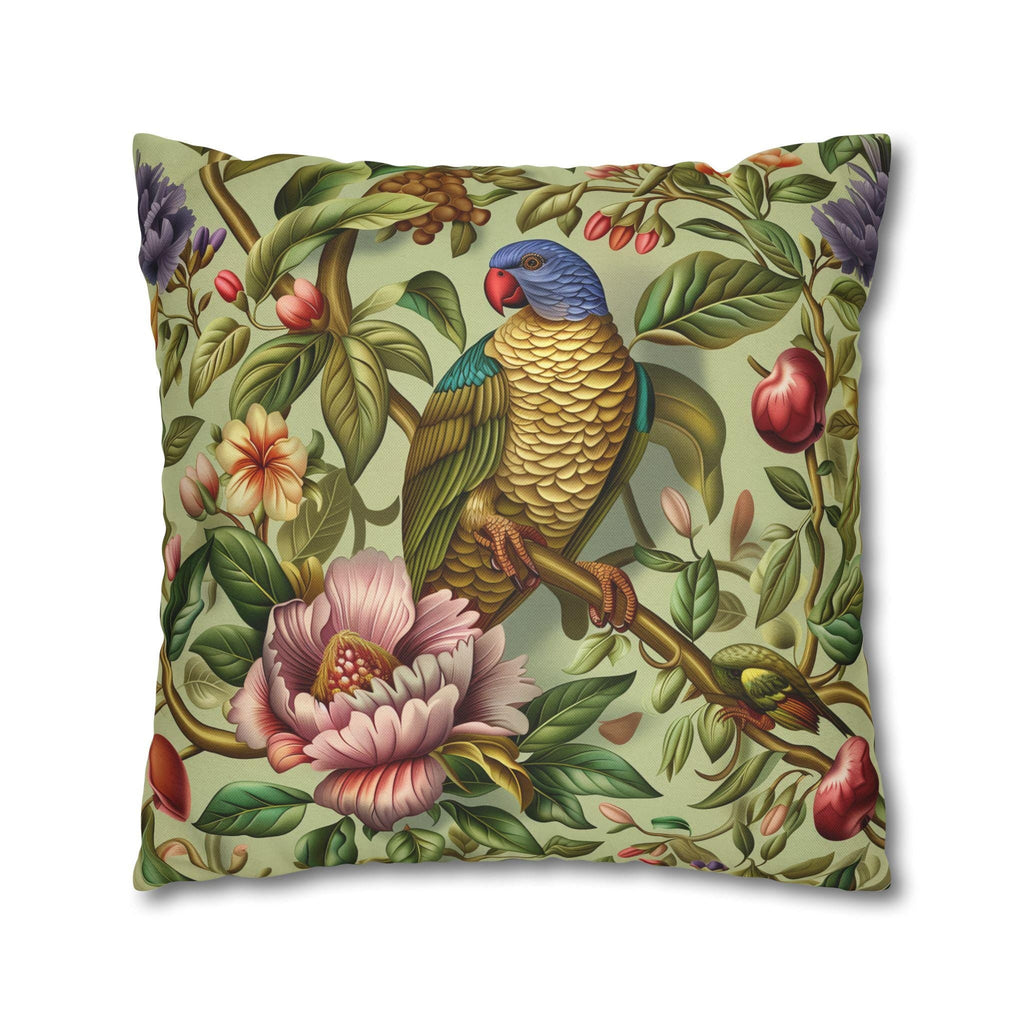 William Morris Inspired Tropical Parrot Pillowcase: Exotic Jungle Floral Cushion Cover for Home Decor