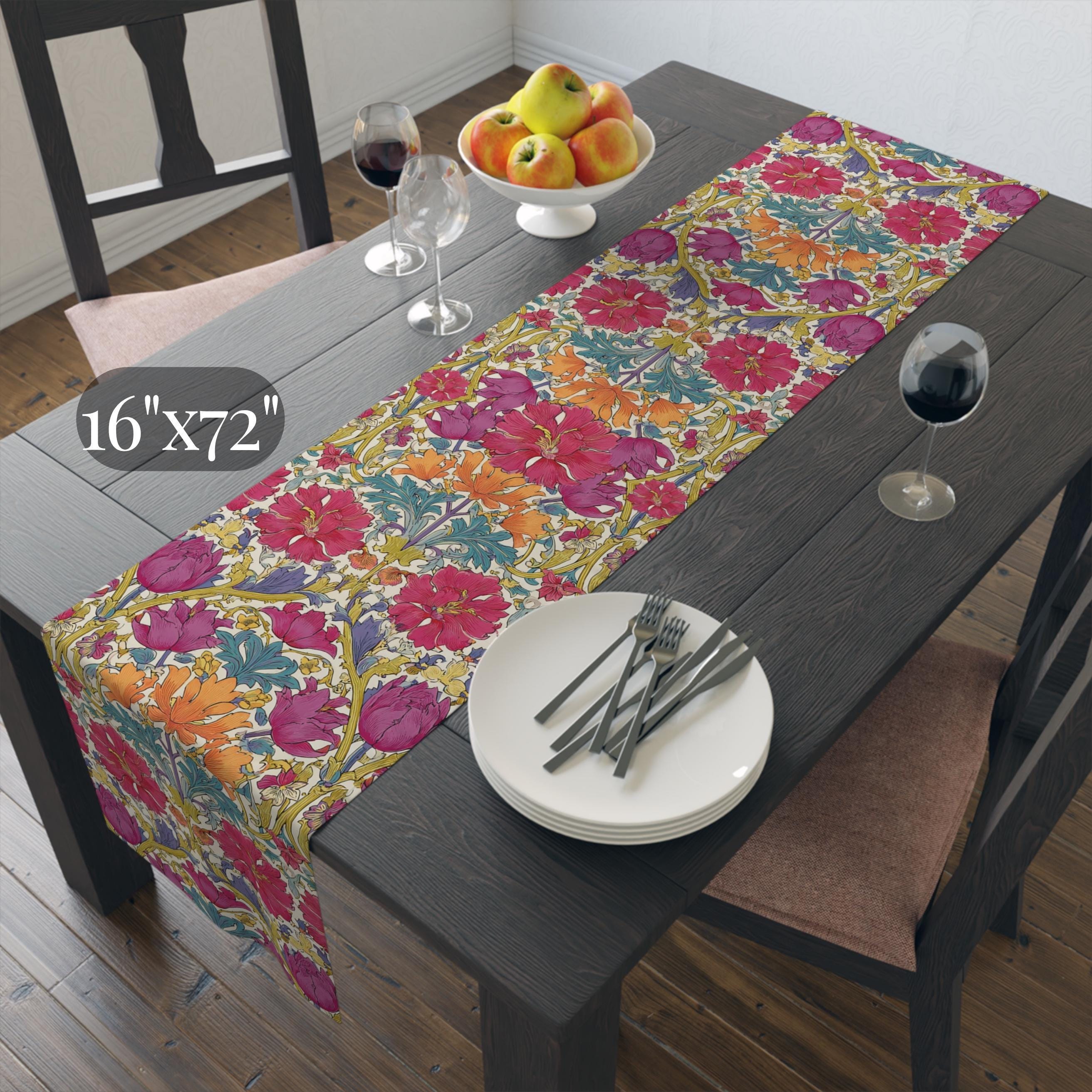William Morris Style Hyacinth Table Runner: John Henry Dearle Inspired Floral
