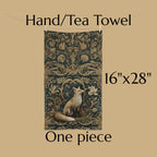 William Morris Fox Hand Towel: Dark Woodland Botanical Arts & Crafts Decor