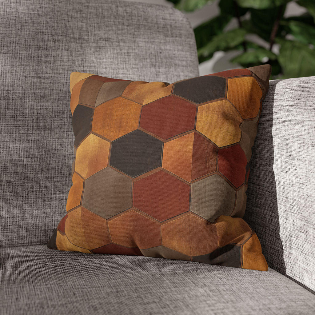 Geometric Hexagon Pillow Cover: Earth Tone Cushion for Modern, Rustic, Mid-Century Decor