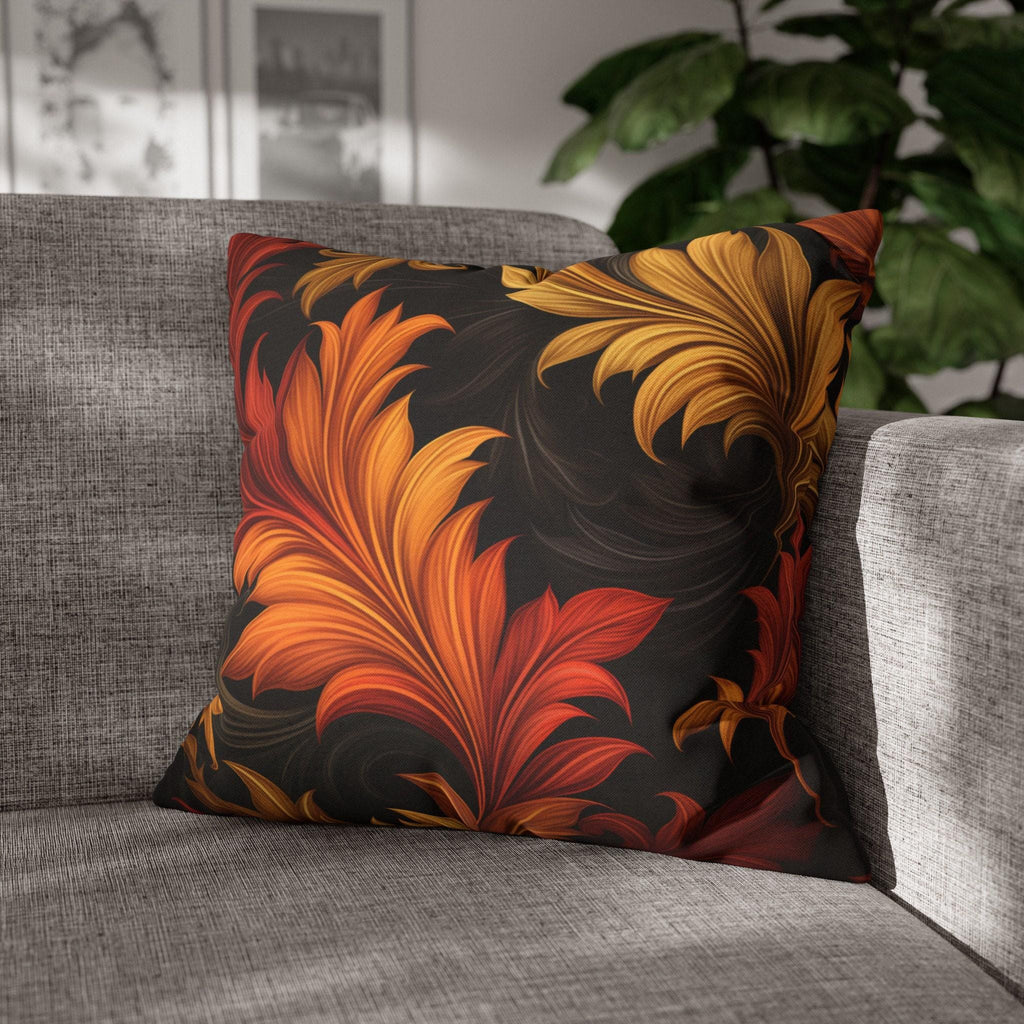 Autumn Leaves Pillow Cover: Gold, Orange, Red Foliage Design