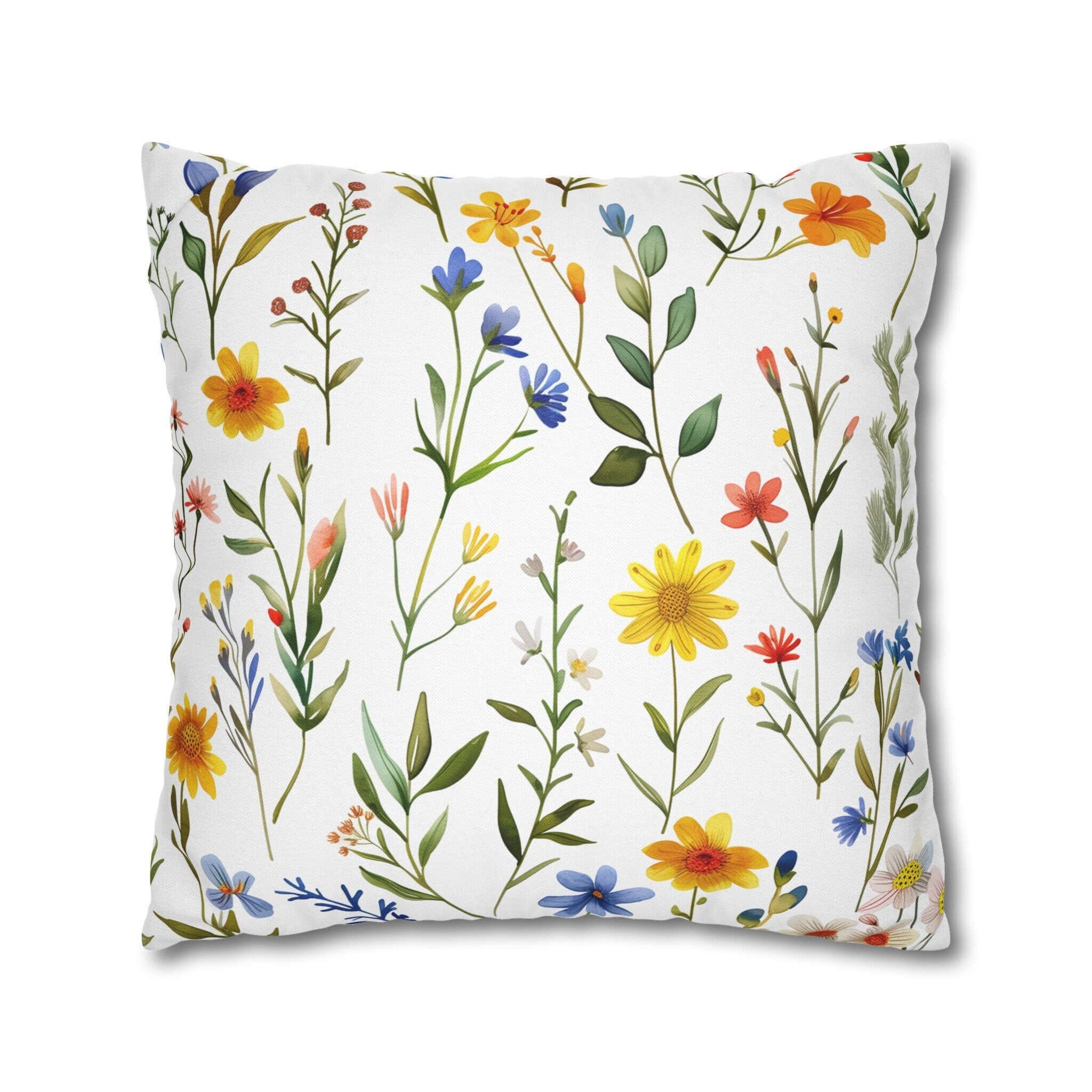 Wildflower Meadow Pillow Cover: Vibrant Floral Accent Cushion