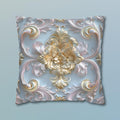 Rococo Coquette Pillow Cover: Pale Gold Floral on Pastel Blue