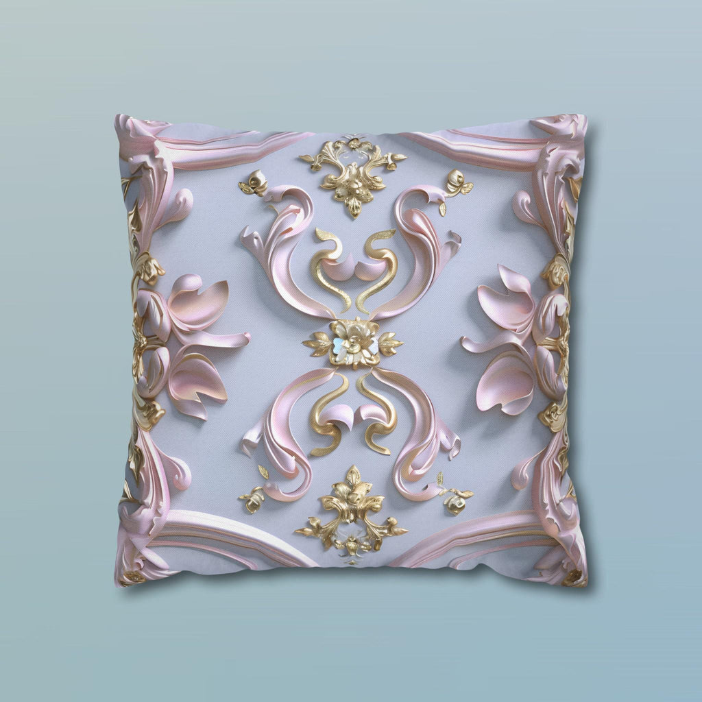 Pastel Pink Rococo Pillow Cover: Gold Accent Coquette Decor
