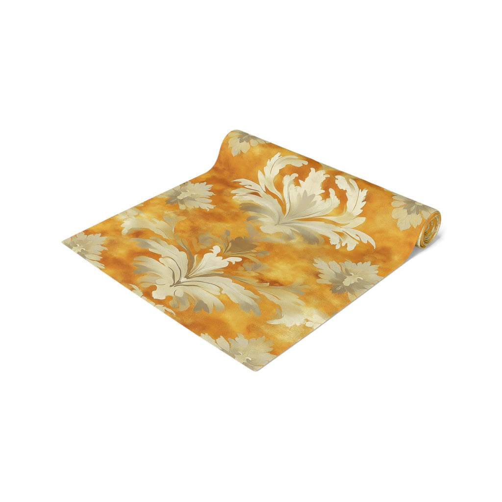 Damask Table Runner, Pumpkin Spice Fall Decor, Elegant Dining Accent