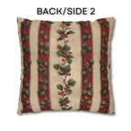 Striped Holly Christmas Pillow Cover: Red, Green, Cream Holiday Botanical Winter Decor