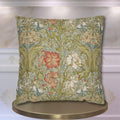 William Morris Style Pillow Cover: Soft Sage, Coral and Ivory Botanical Floral