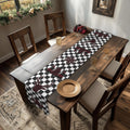 Plaid Christmas Icon Checkered Table Runner:  Modern Twist on Classic Holiday Decor