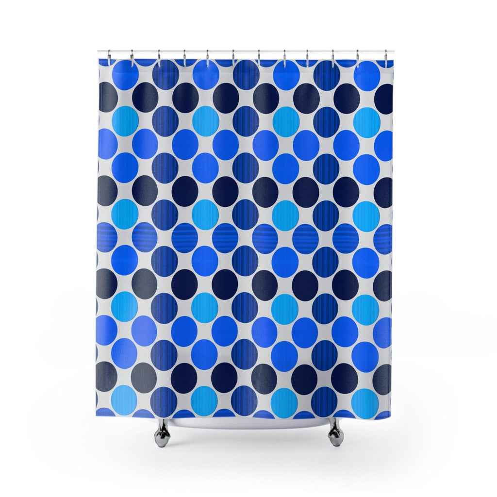 Bauhaus Shower Curtain: Retro Mid Century Modern Polka Dot Bath Decor