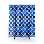 Bauhaus Shower Curtain: Retro Mid Century Modern Polka Dot Bath Decor