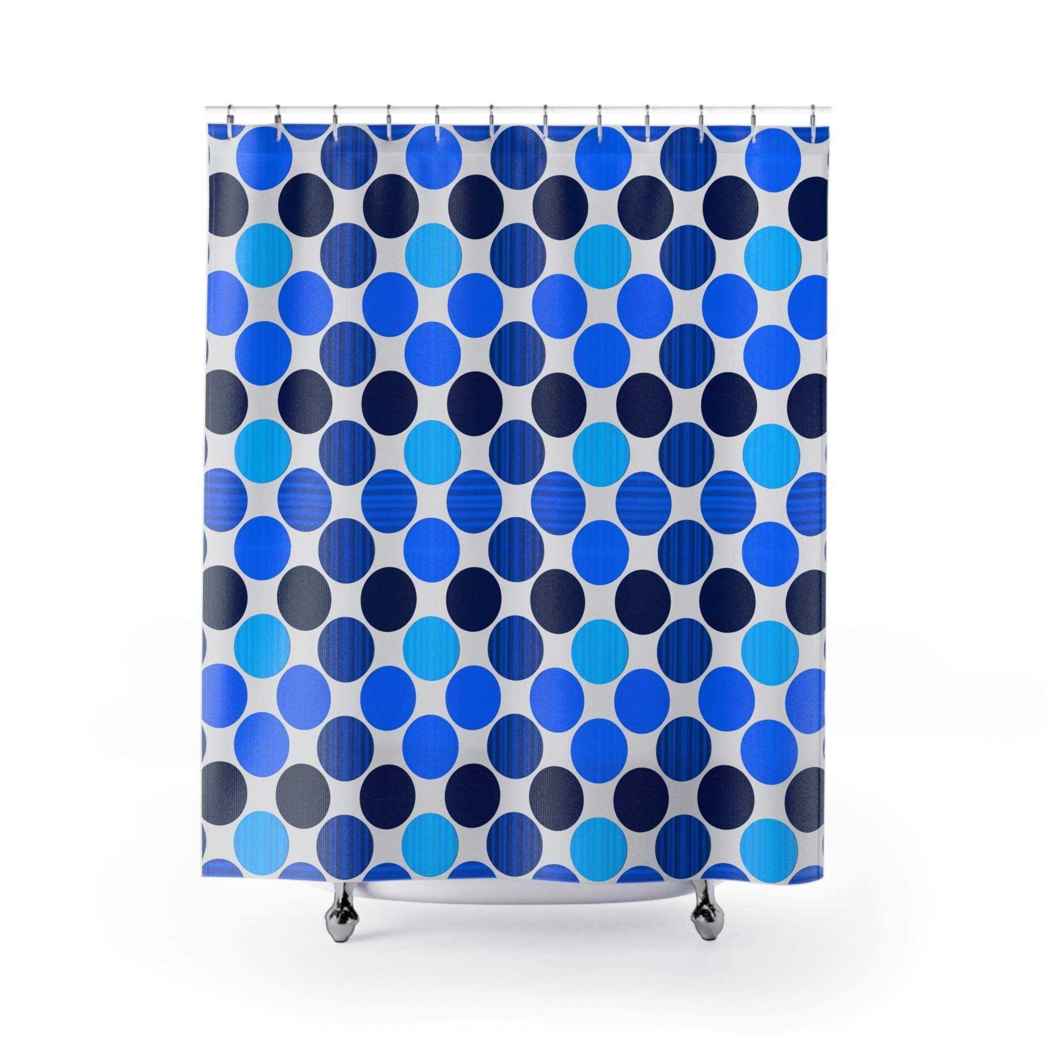 Bauhaus Shower Curtain: Retro Mid Century Modern Polka Dot Bath Decor