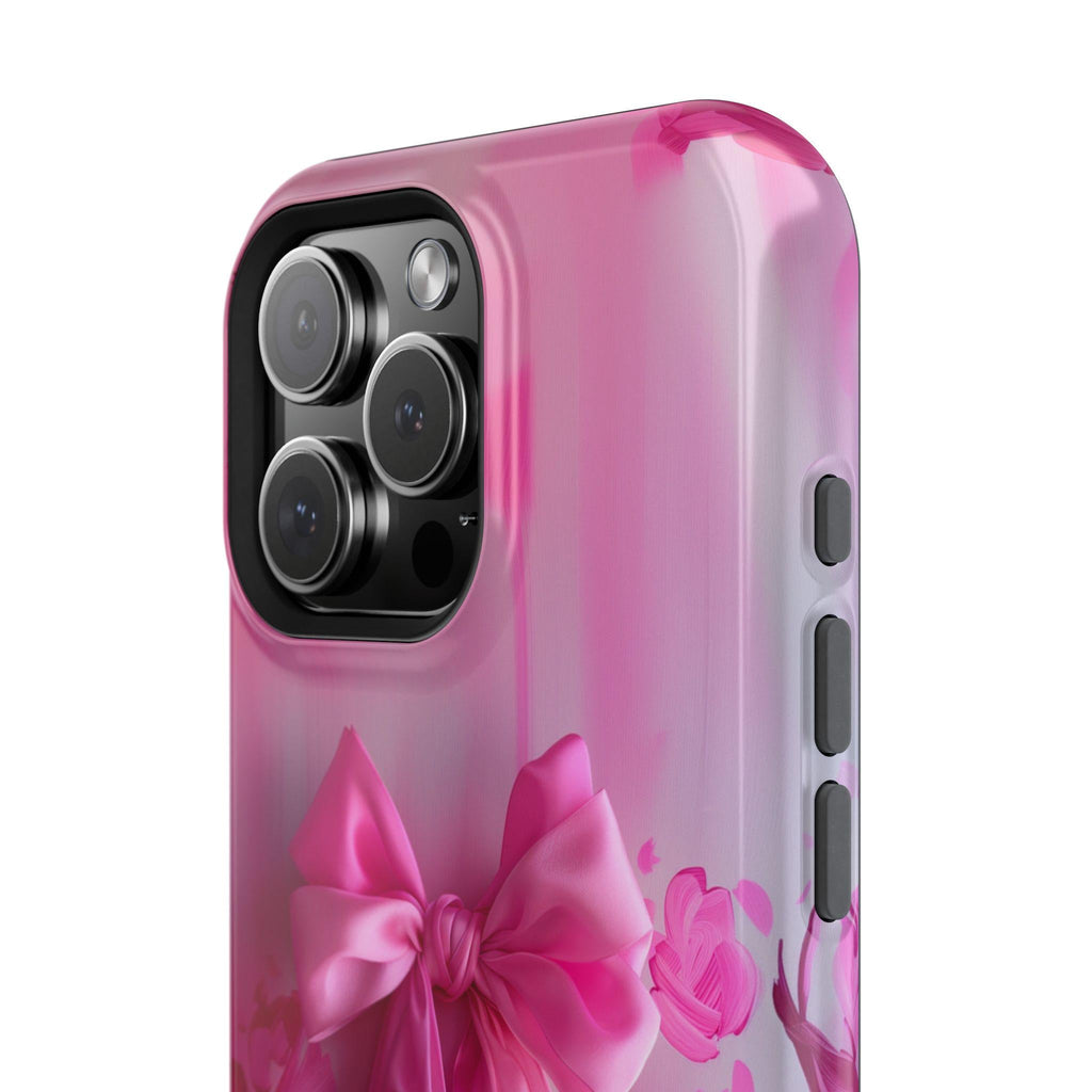 Pink Bow Floral MagSafe Tough Case for iPhone - Coquette Design Girly Gift