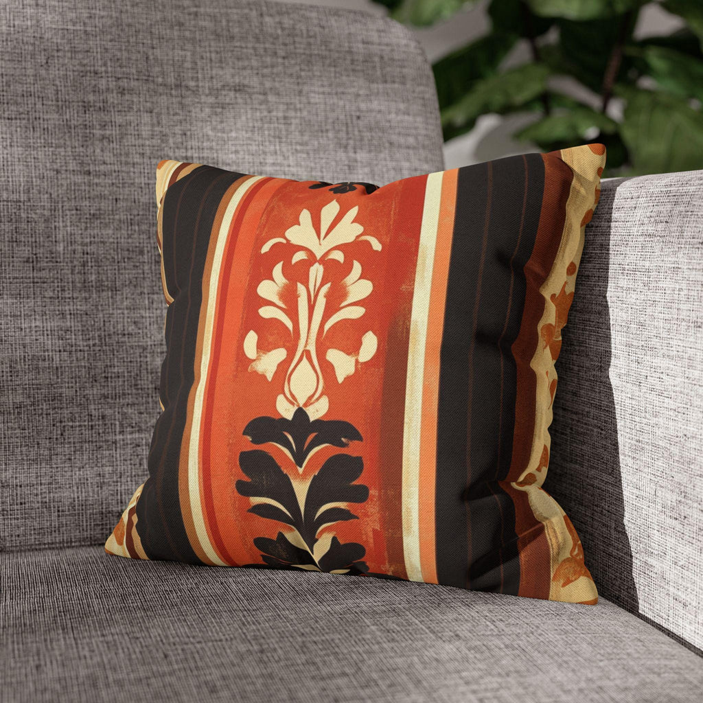 Fall Pillow Cover: Pumpkin Spice Damask Design (14x14 to 20x20 inches)