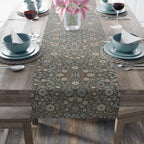 William Morris Table Runner: Soft Sage, Taupe, Blush Botanical Print