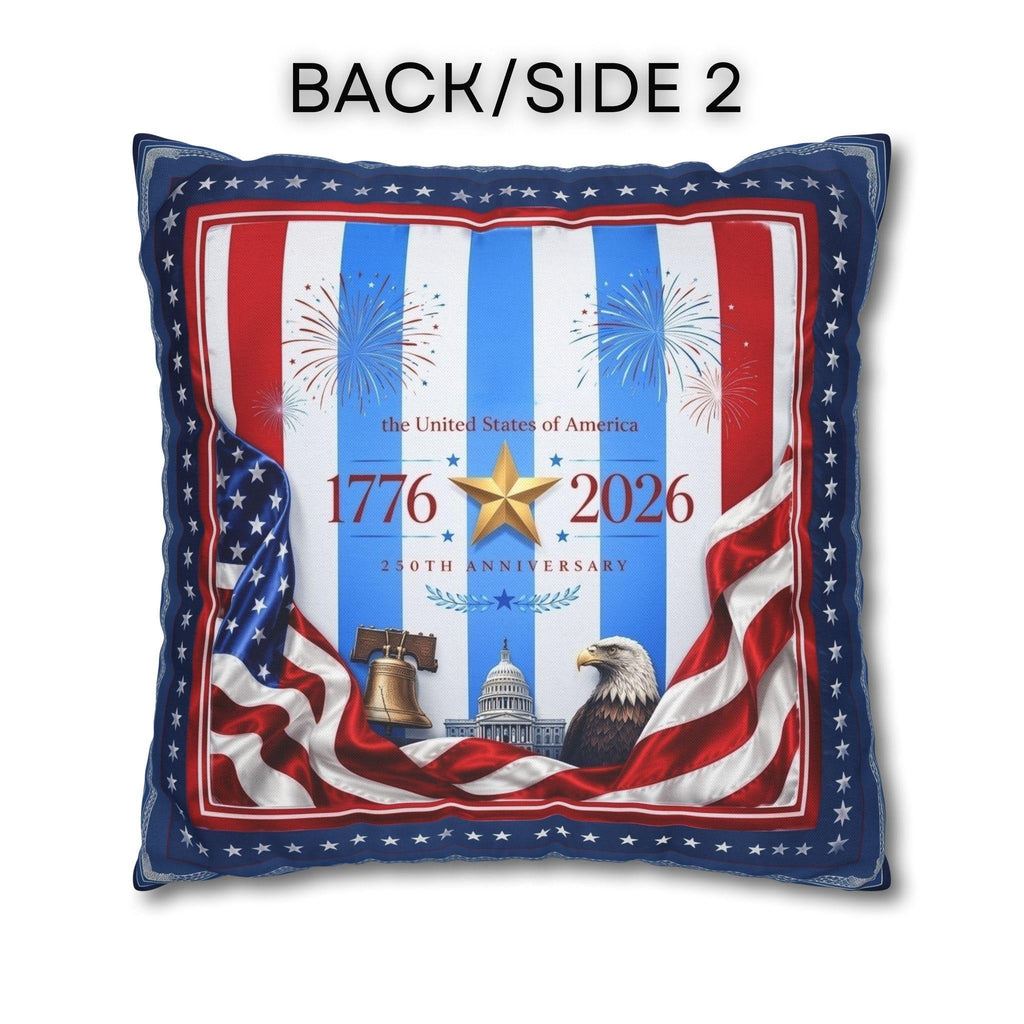 Patriotic Throw Pillow Cover: USA 250th Anniversary, 1776-2026 Limited Edition Decor