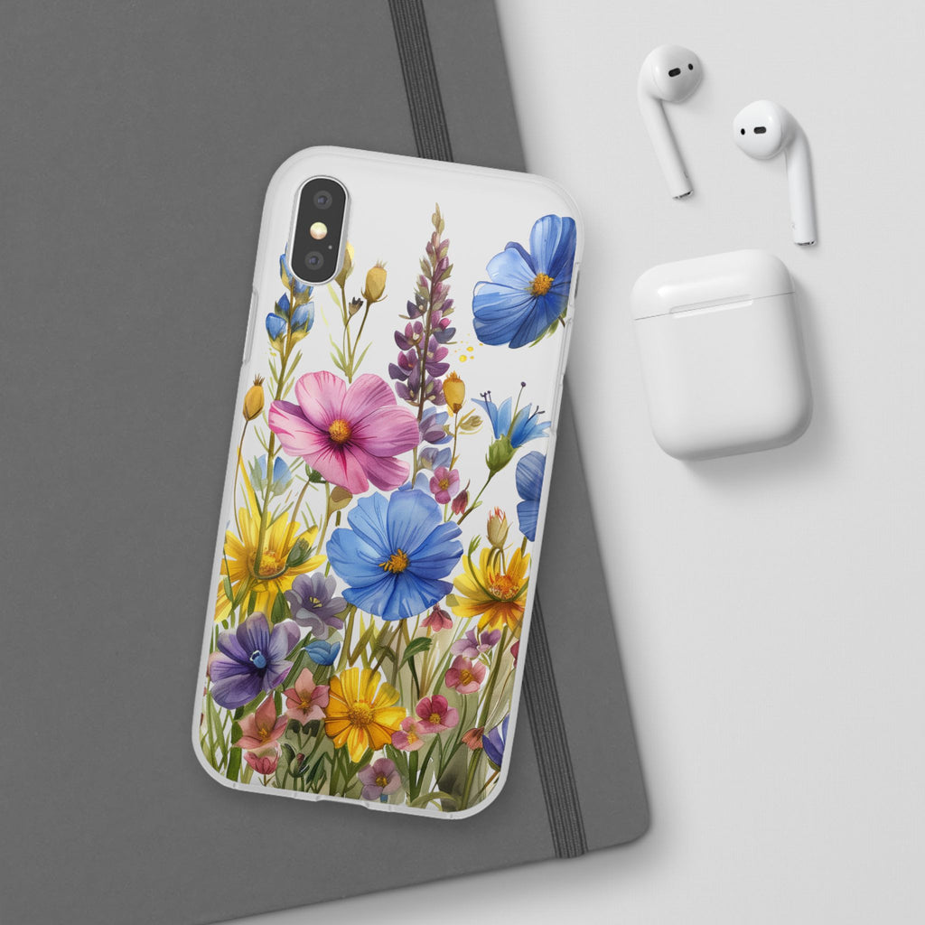 Floral Phone Case: Slim Matte TPU Cover, Wildflower Garden