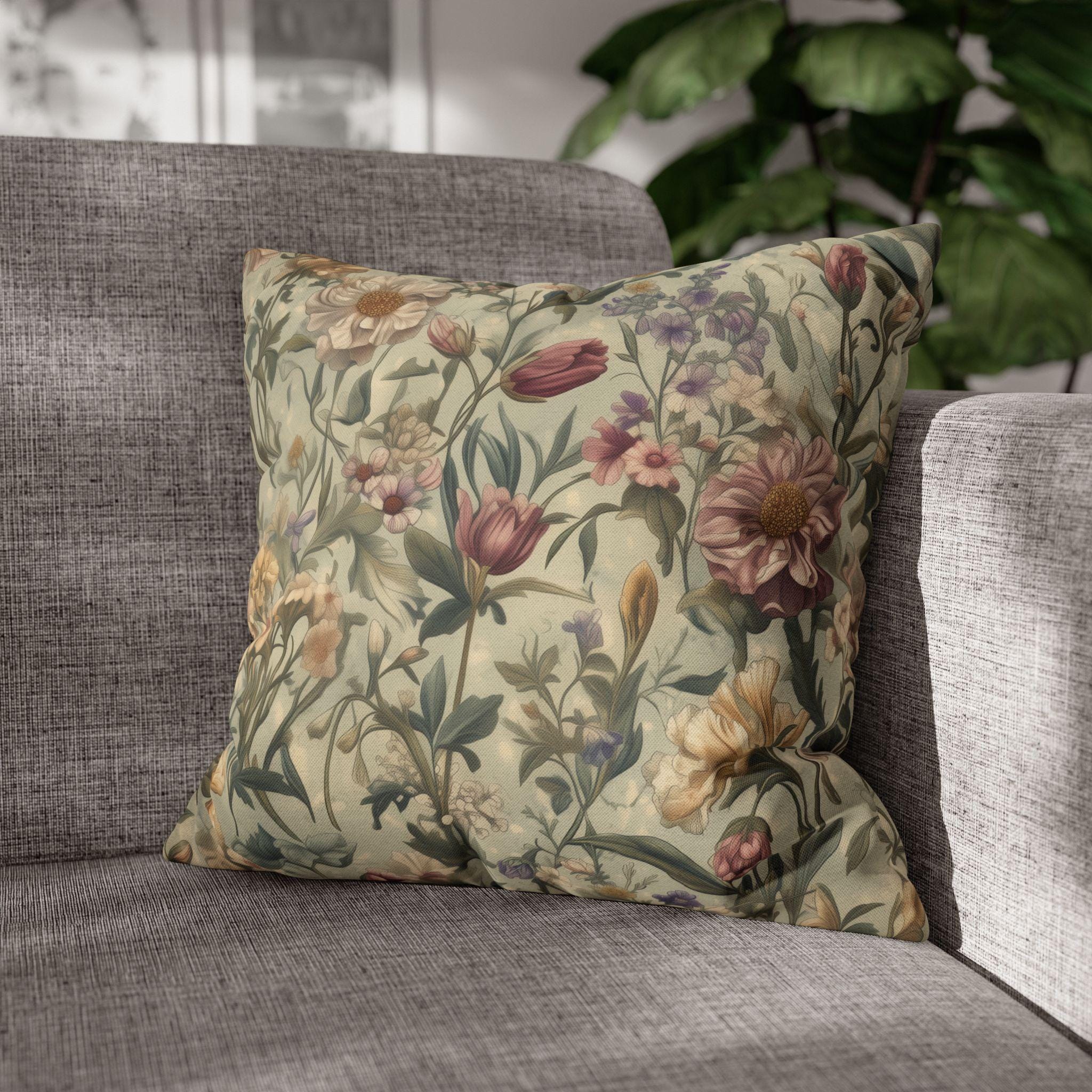 William Morris Inspired Botanical Tapestry Pillowcase: Arts and Crafts Floral Cushion Cover
