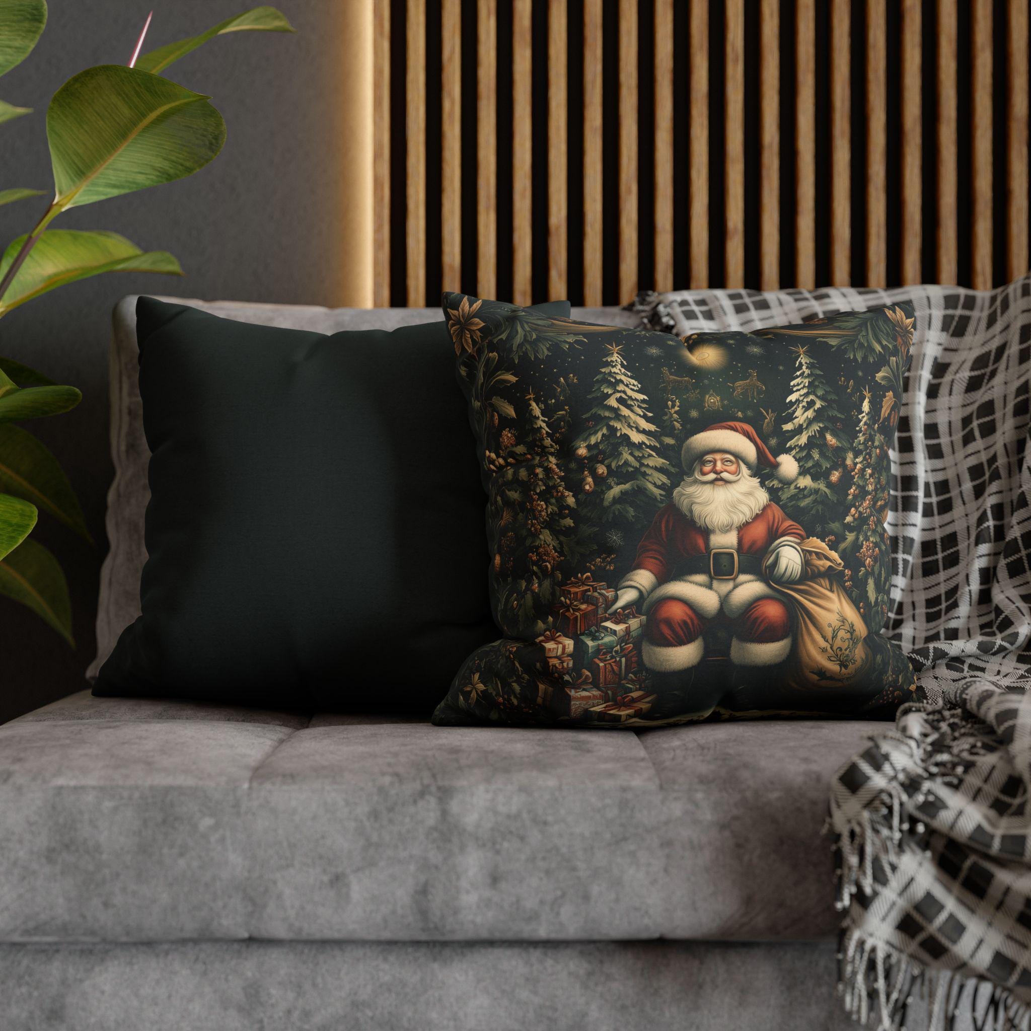 William Morris Santa Claus Pillow Cover: Vintage Style Christmas Decor