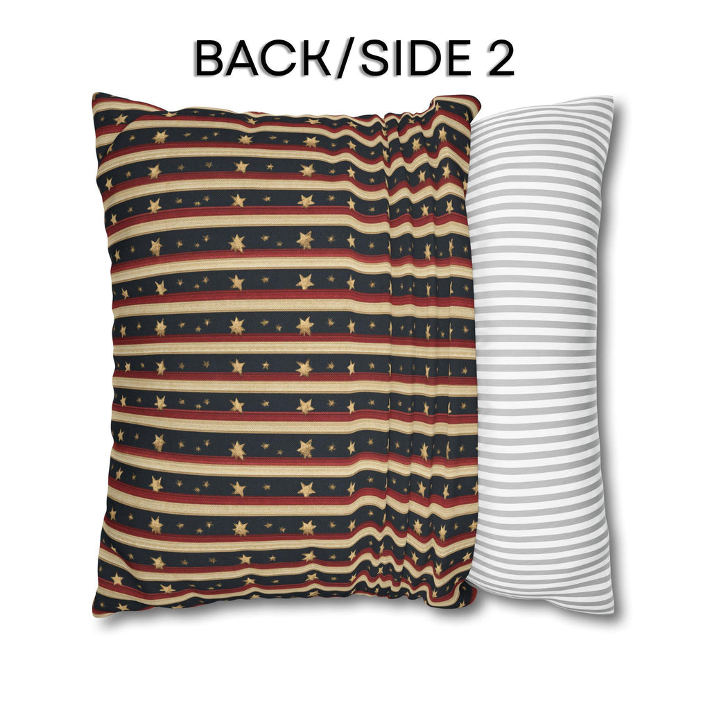 Farmhouse Patriotic Pillow Cover: Primitive Americana Stripe Decor