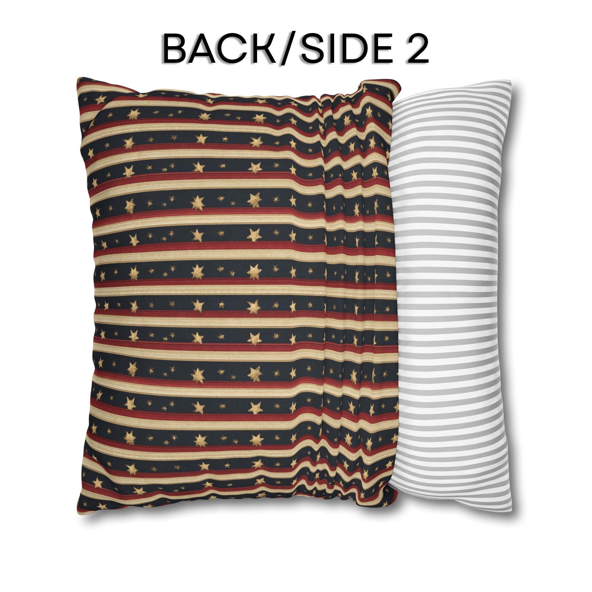 Farmhouse Patriotic Pillow Cover: Primitive Americana Stripe Decor