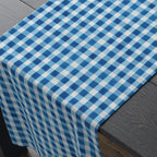 Blue Gingham Plaid Table Runner: Classic Farmhouse Check Accent