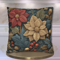 William Morris Christmas Pillow Cover: Wine and Taupe Poinsettia Woodland Illustration Euro Sizes