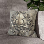 Rococo Inspired Ornamental Pillowcase, Ancanthus Leave Beige Cream Design, Luxury Home Decor