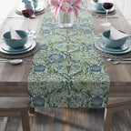 William Morris inspired table runner: Sage and Blue Floral Vine