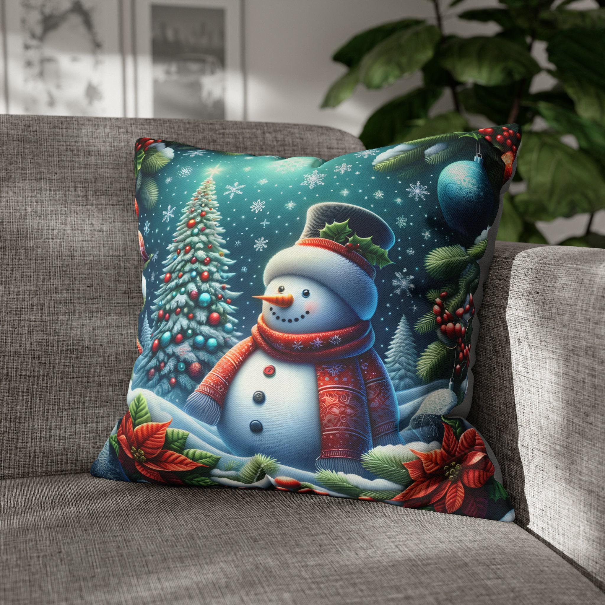 Festive Snowman Christmas Pillow Cover: Cozy Winter Holiday Accent
