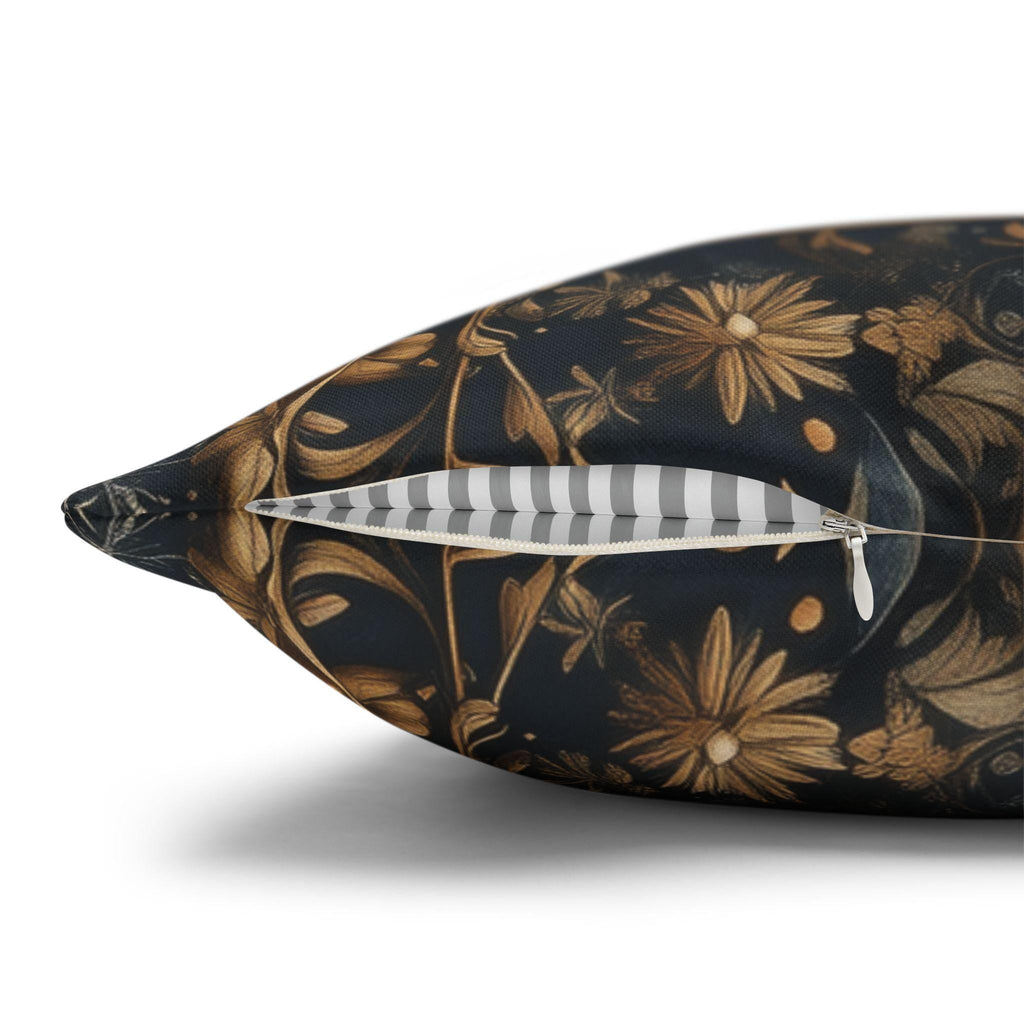 William Morris Inspired Christmas Tree Pillow Cover:  Midnight Blue with Vintage Style Florals