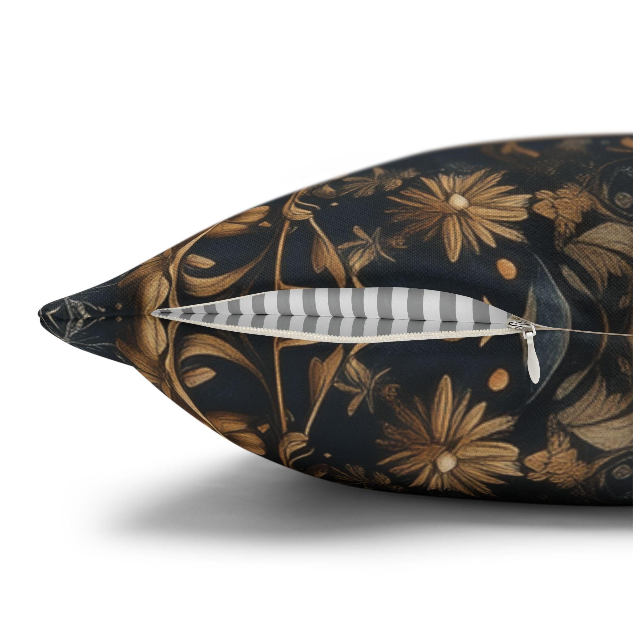 William Morris Inspired Christmas Tree Pillow Cover:  Midnight Blue with Vintage Style Florals