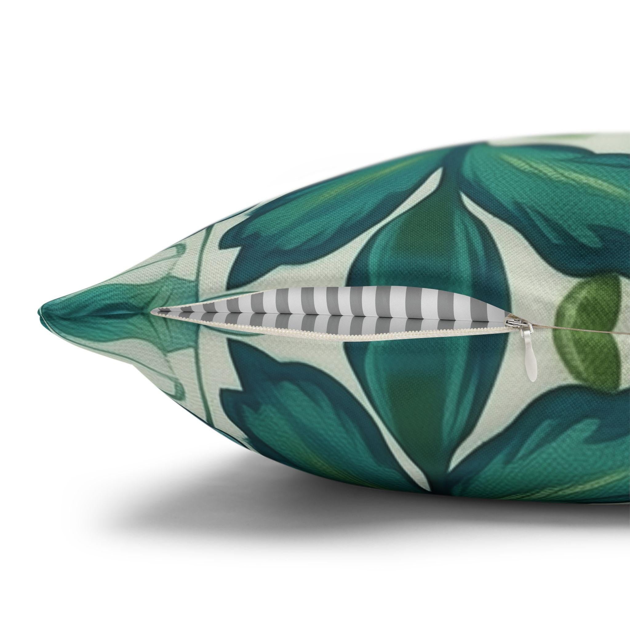 Vibrant Jacobean Floral Pillow Cover: Vintage-Inspired Blue & Green Botanical Accent for Eclectic Decor