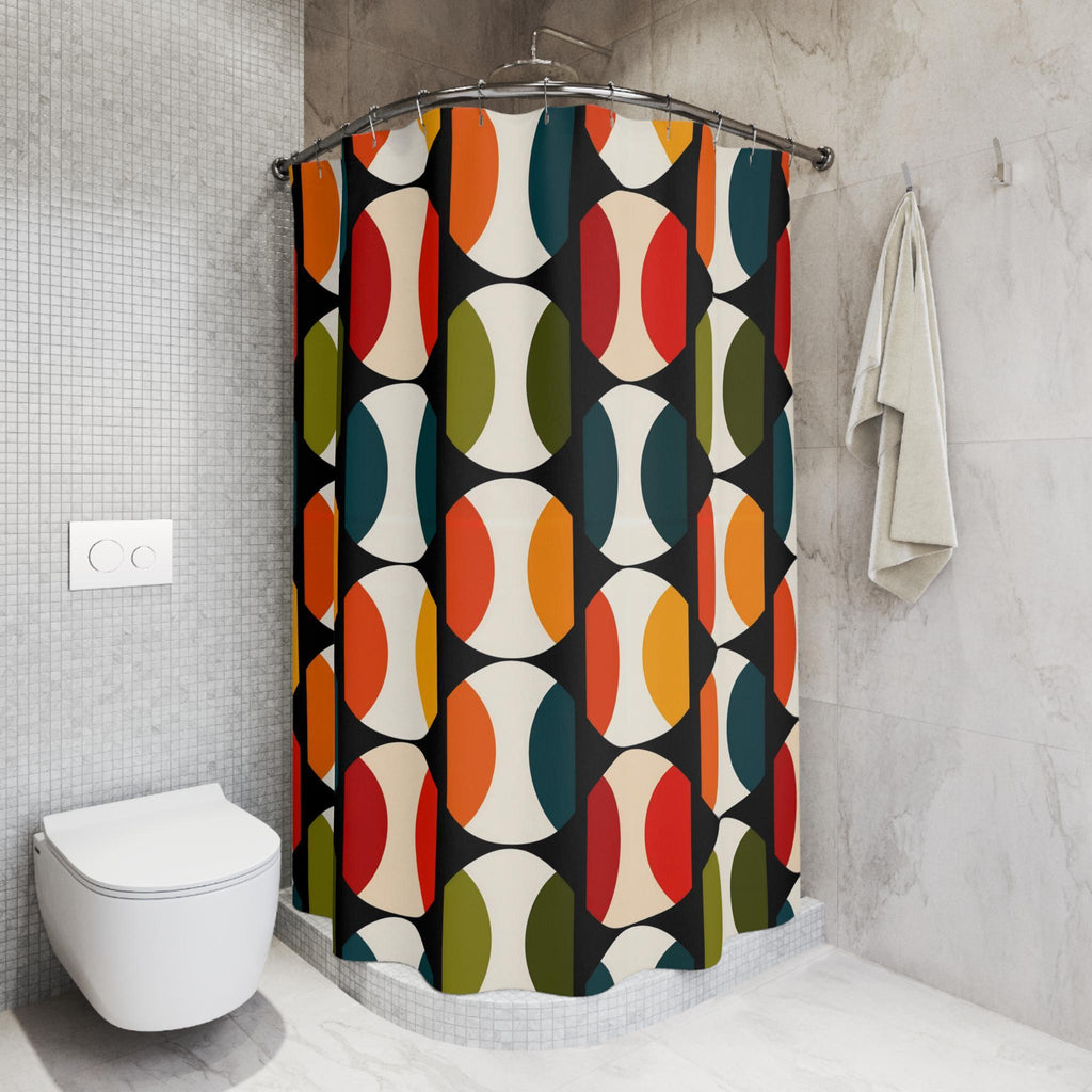 Bauhaus Shower Curtain: Retro Mid Century Modern  Bold Geometric Design