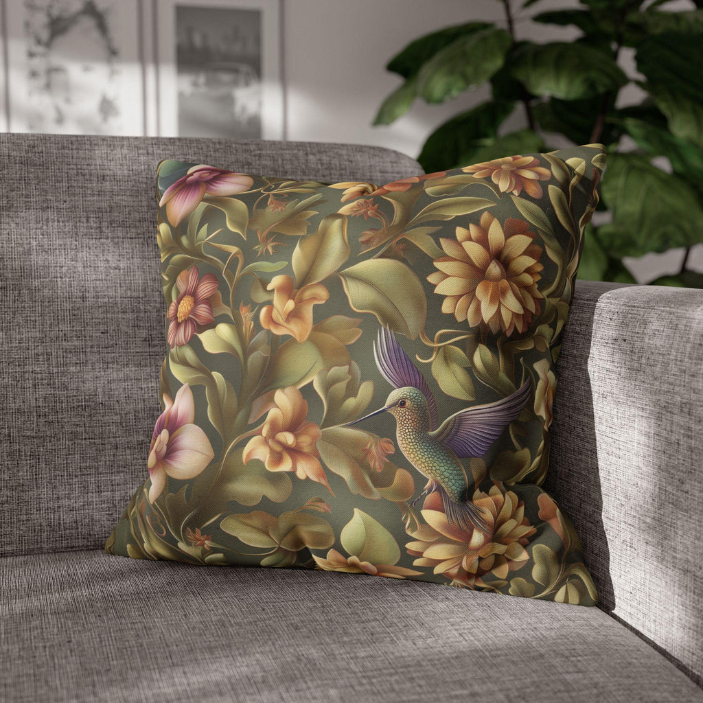 William Morris Botanical Hummingbird Throw Pillow Cover: Floral Vintage Style