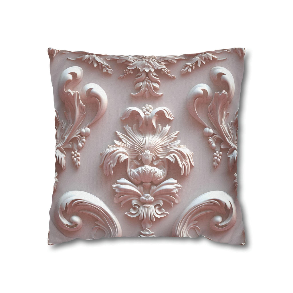 Rococo Pillow Cover: Blush Pink Scrollwork Floral Design