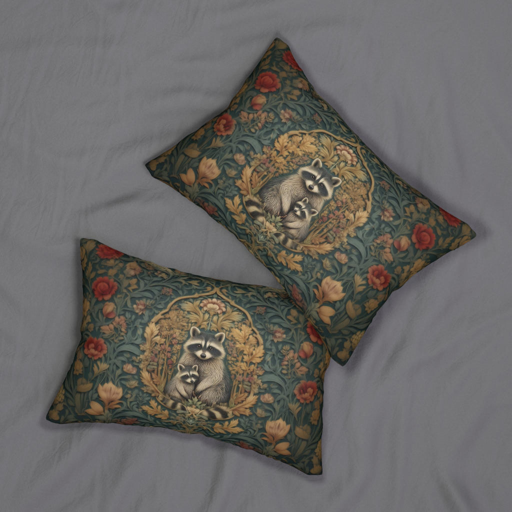 William Morris Raccoon Lumbar Pillowr: Whimsical Woodland Animal Decor