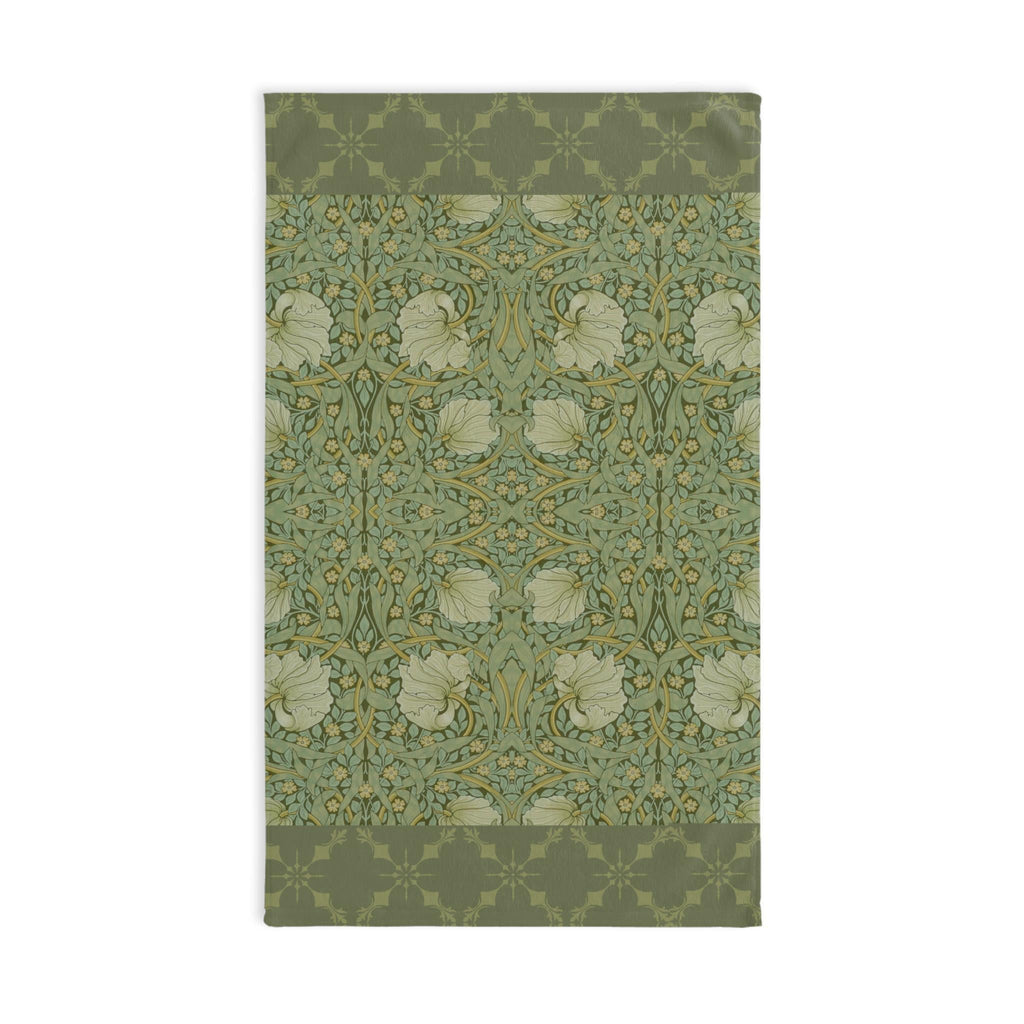 William Morris Pimpernel Hand Towel: Vintage Inspired Botanical Green Art Nouveau