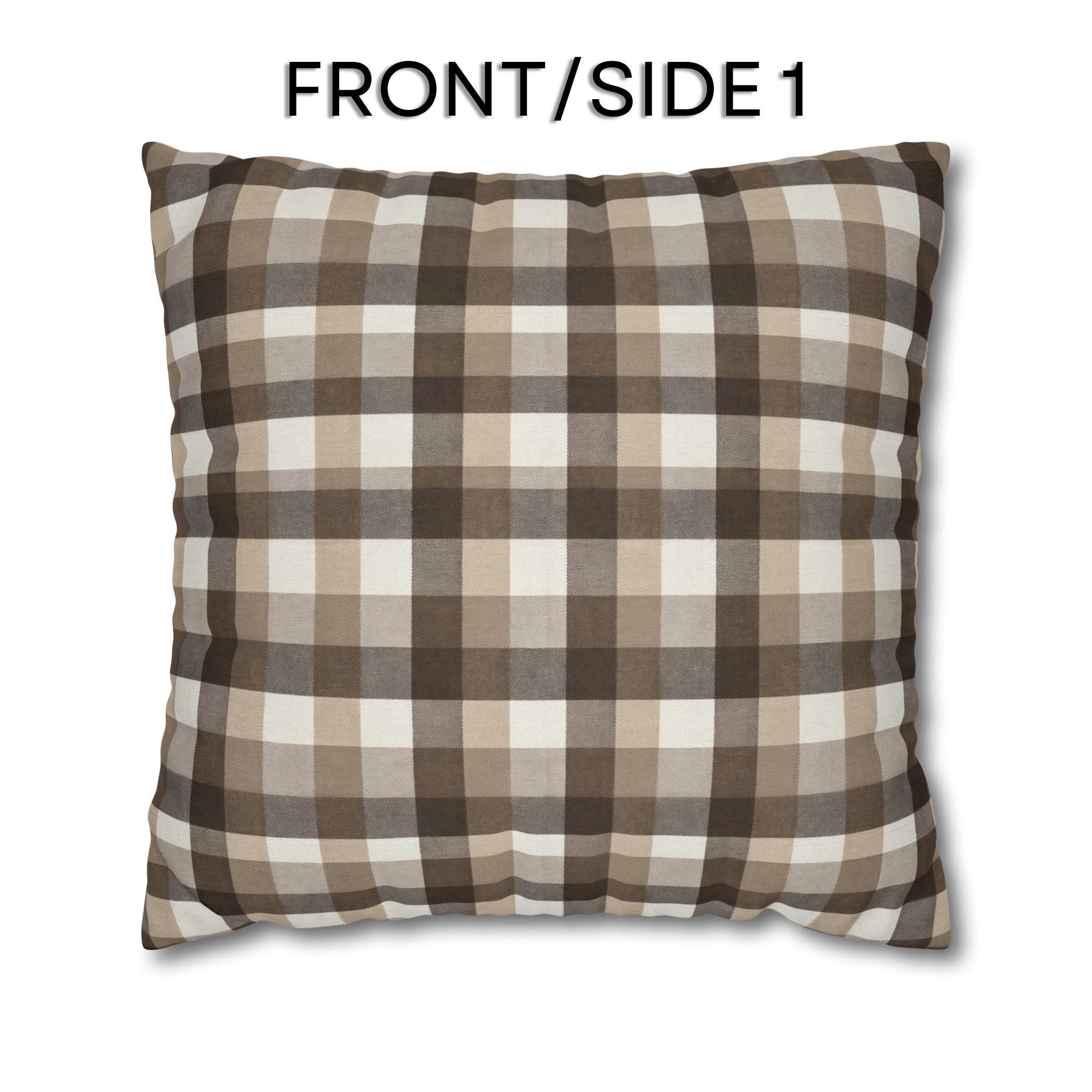 Neutral Brown Gingham Plaid Pillow Cover: Farmhouse Buffalo Check Accent
