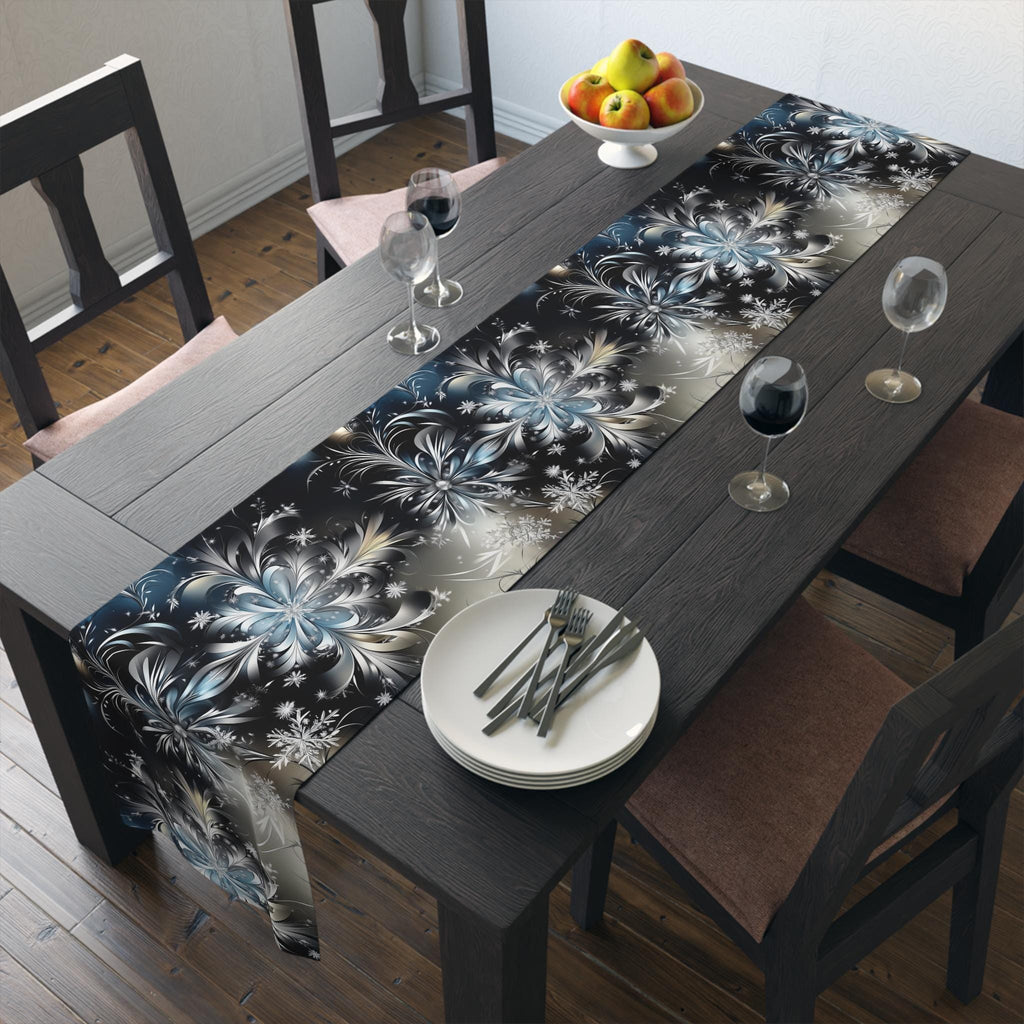 Winter Snowflake Table Runner: Holiday Dining Decor (Cotton or Poly)