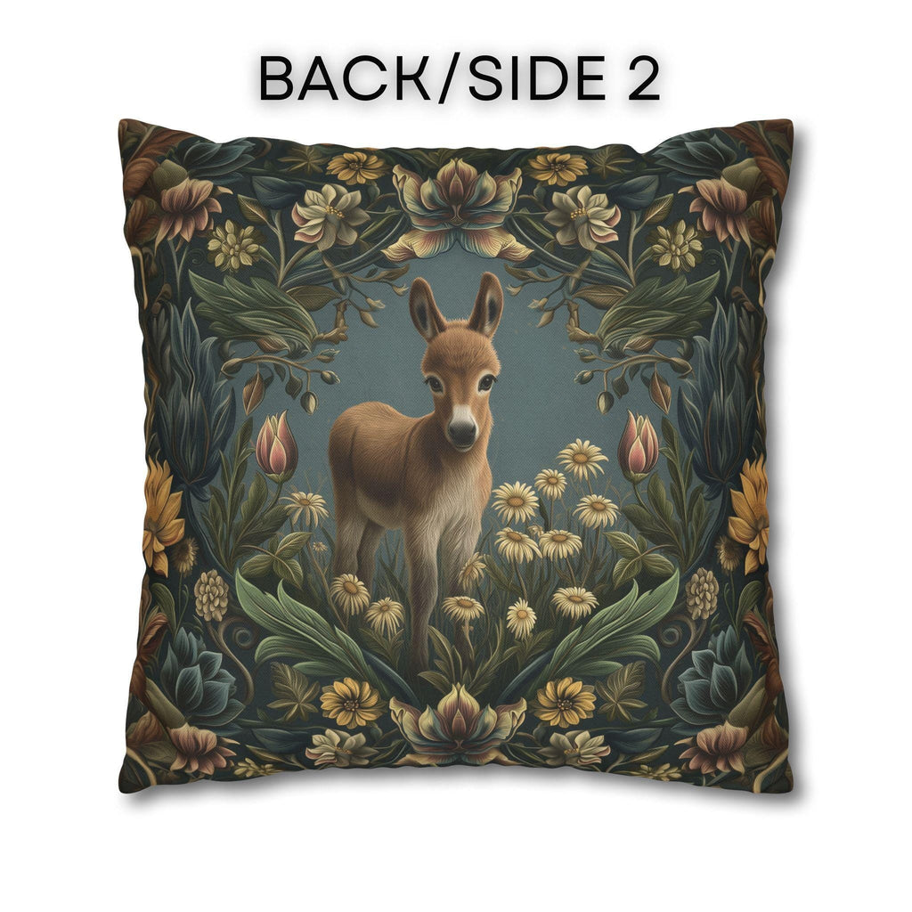 Donkey Pillow Cover:  William Morris Inspired Botanical Daisies Meadow