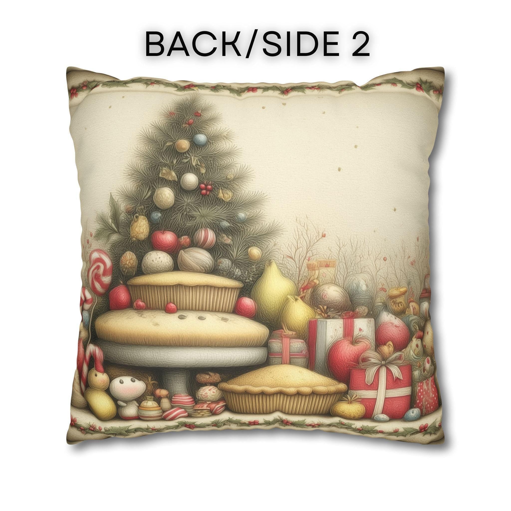 Vintage Style Christmas Dessert Table Pillow Cover: Holiday Pies & Sweets